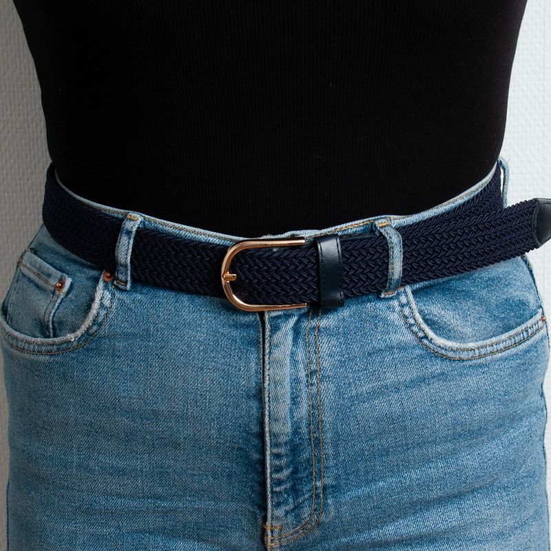 Strikkbelte, gull - marine