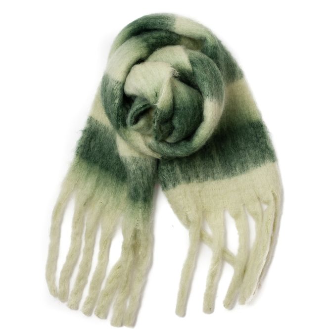 Hovedbilde Smalt fluffy skjerf med ruter - grønn