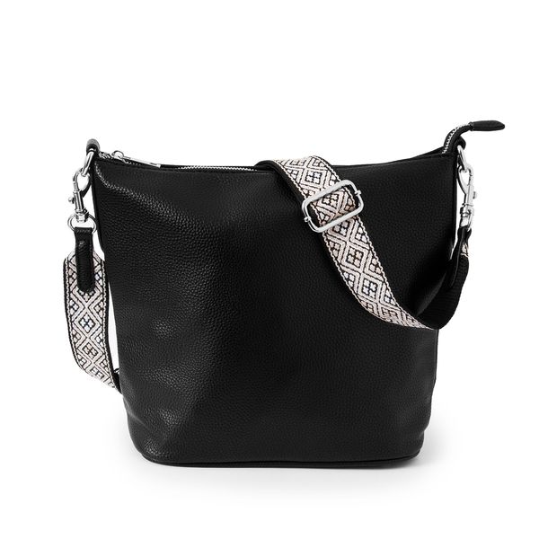 Hovedbilde BERTINE crossbag med mønstret rem - svart