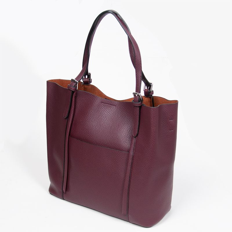 Hilde shopper väska burgundy - stor tote i veganskt läder