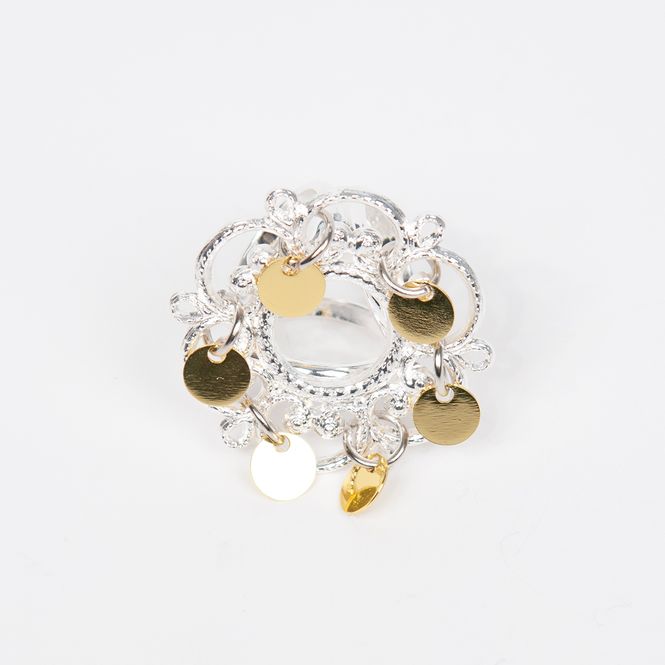 Hovedbilde Skjerfring sølje gullfarget - lite skjerfsmykke 3 ...