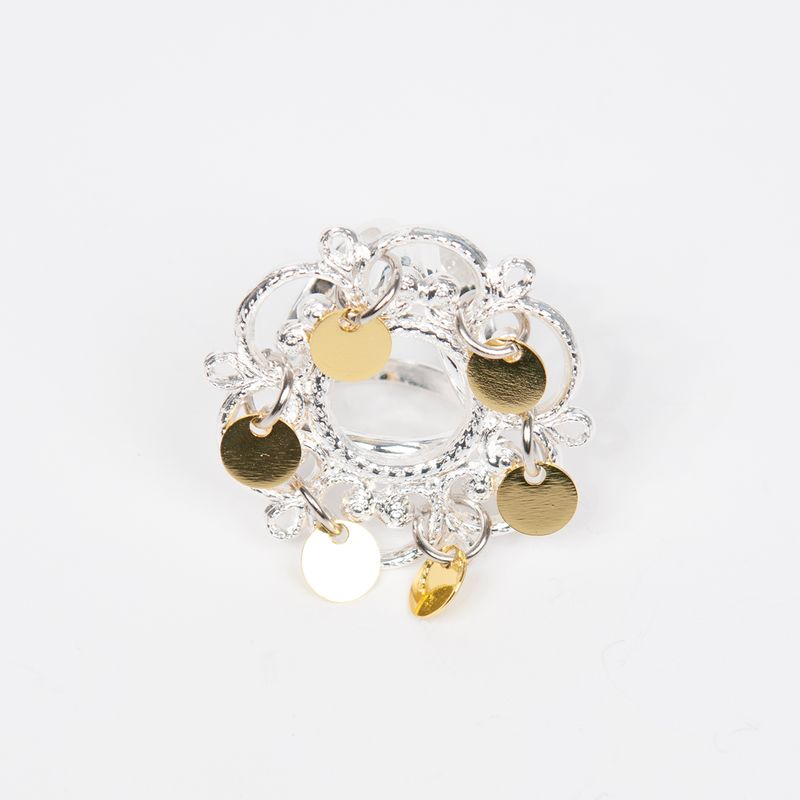 Skjerfring sølje gullfarget - lite skjerfsmykke 3 cm