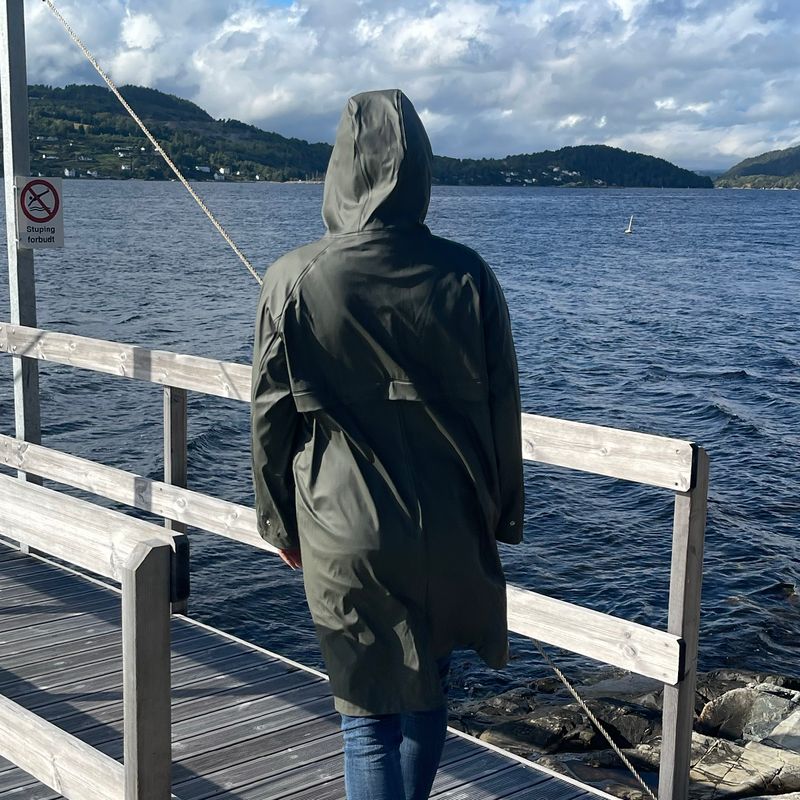 Regnfrakk - olivengrønn