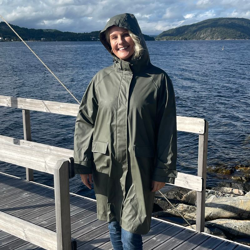 Regnfrakk - olivengrønn