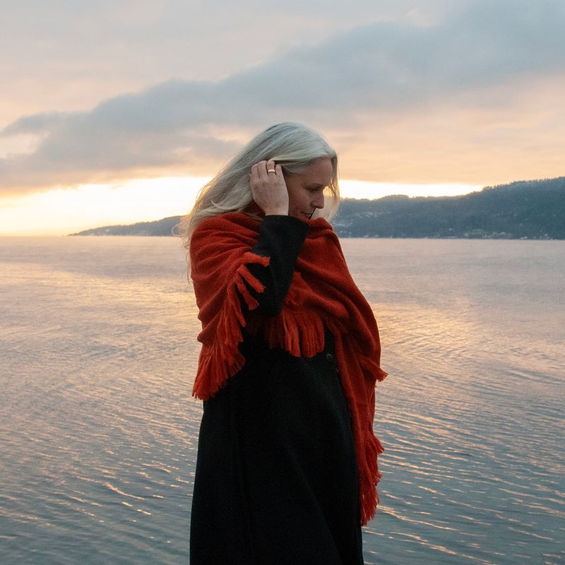 Sjal i mohairmix - rust