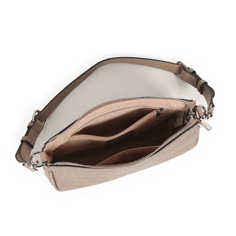 Ivana croco clutch - beige - kompakt skulderveske med strukturert overflate