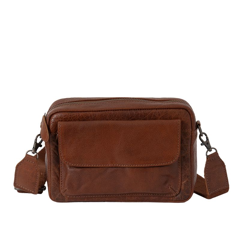LAVA läder clutch med ytterficka - brun