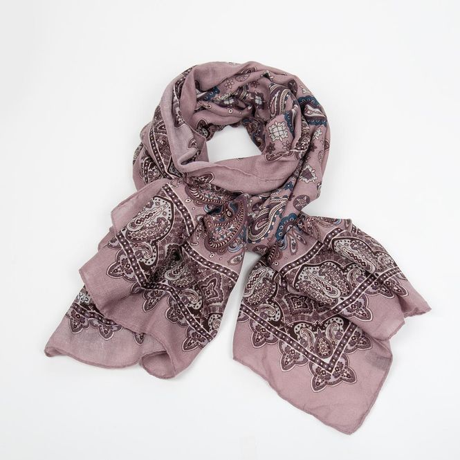 Huvudbild Scarf paisley lila vinröd - viskosscarf 85x180 cm