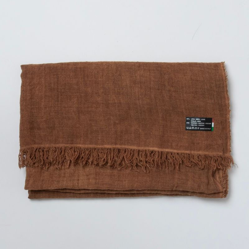 Ull/viskose vevet sjal - mørk oker