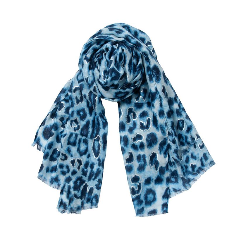 Skjerf leopardprintet - blå