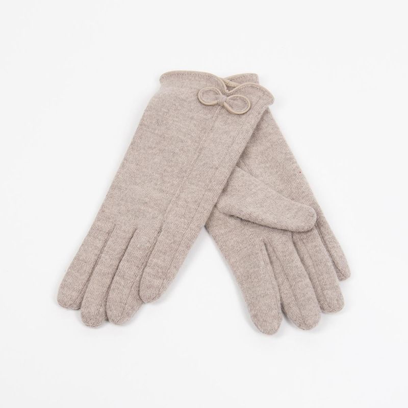 ELISE hansker beige - ullmix hansker med sløyfedetalj
