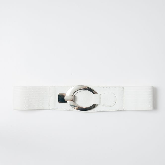 Hovedbilde Elastisk belte med sølvspenne - hvit
