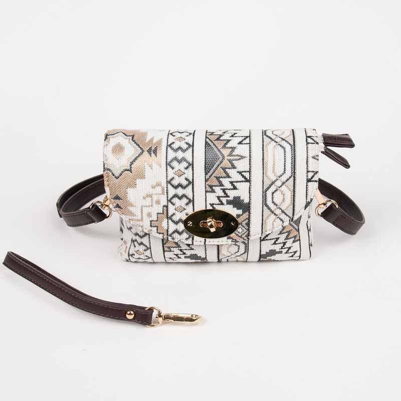DANIELLE clutch med inka-mønster - beige