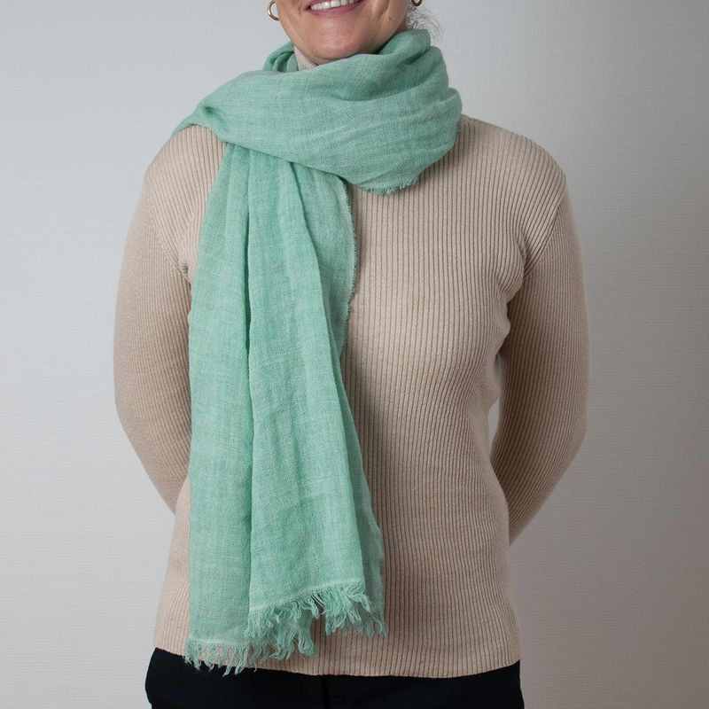 Ull/viskose vevet sjal - lys grønn