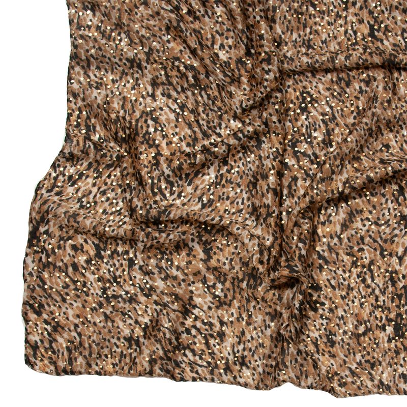 Småmønstret skjerf med gull-foil - beige