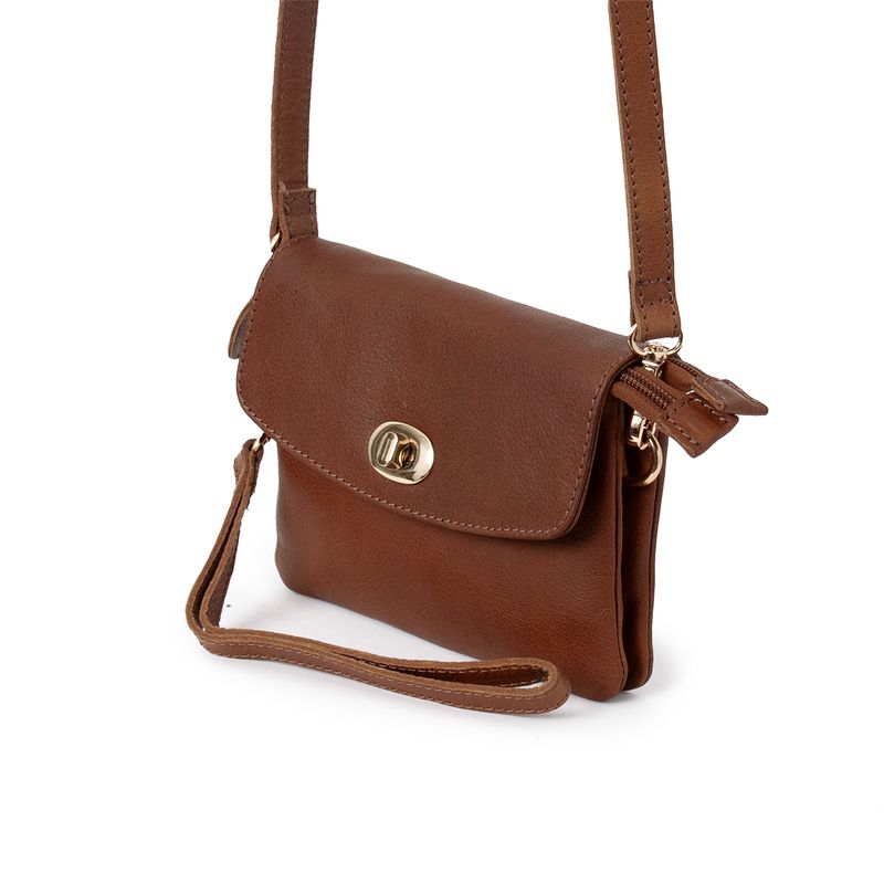 DANIELLA mini clutch i skinn - brun