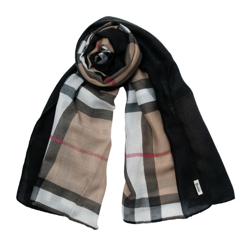 Rutete skjerf i jordtoner - 100% viskose