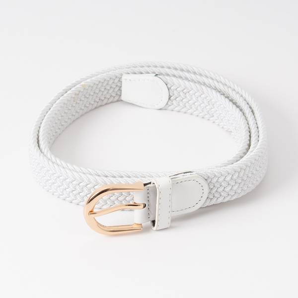 Hovedbilde Smalt strikkbelte, gull - hvit