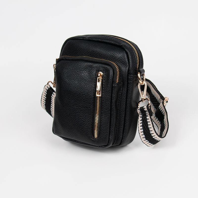 LEVI citybag med mønstret rem - svart