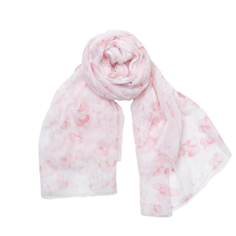 Skjerf med duse blomster - lys rosa