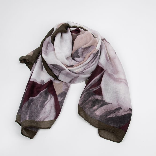 Huvudbild Mönstrad scarf i vinrött och rosa