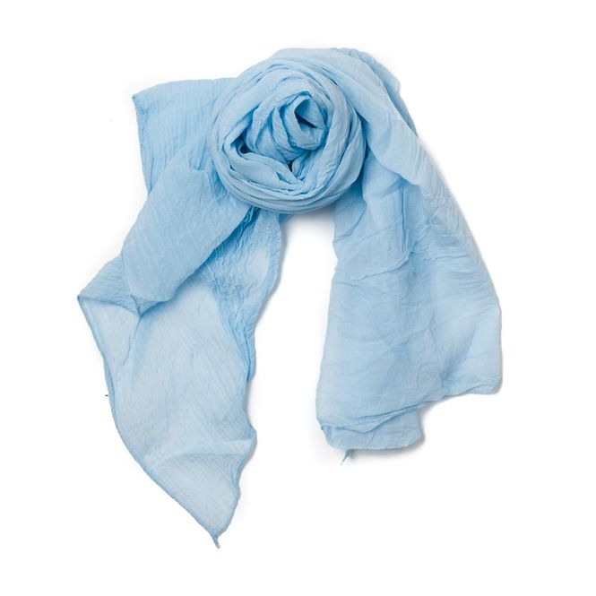 Hovedbilde Ensfarget skjerf i silke og bomull - lys blå