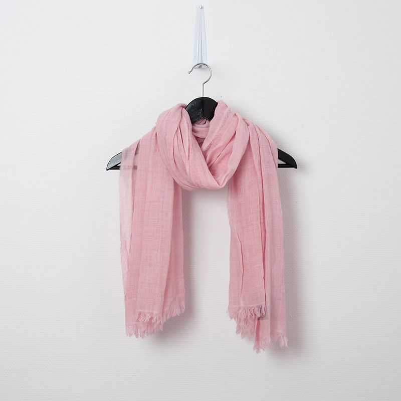 Ull/viskose vevet sjal - lys rosa