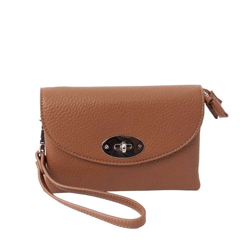 DANIELLE clutch sølvfarget cognac