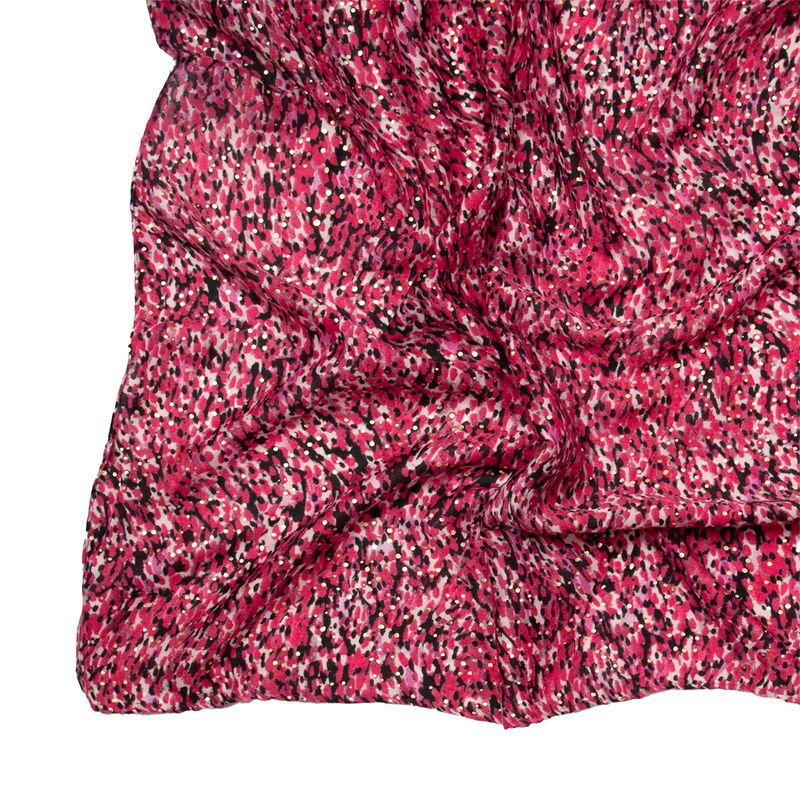 Småmønstret skjerf med gull-foil - rosa