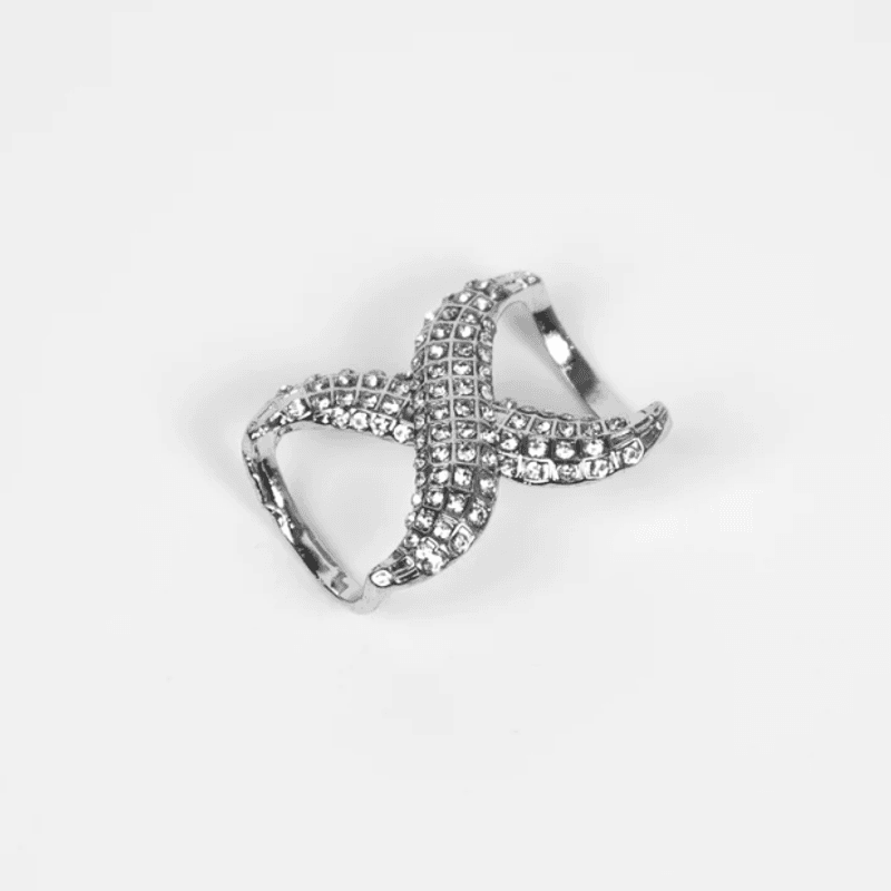 Halsduksring kryss med strass - silver