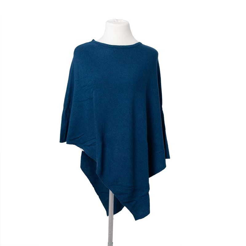 Poncho eco cashmere/ull - jeansblå