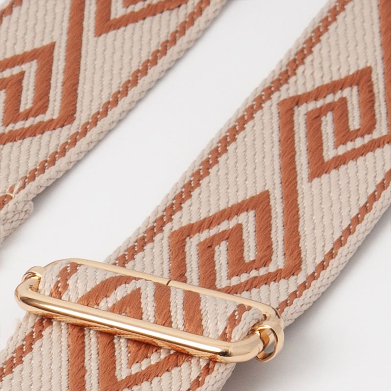 Skulderrem med gresk mønster - beige/cognac