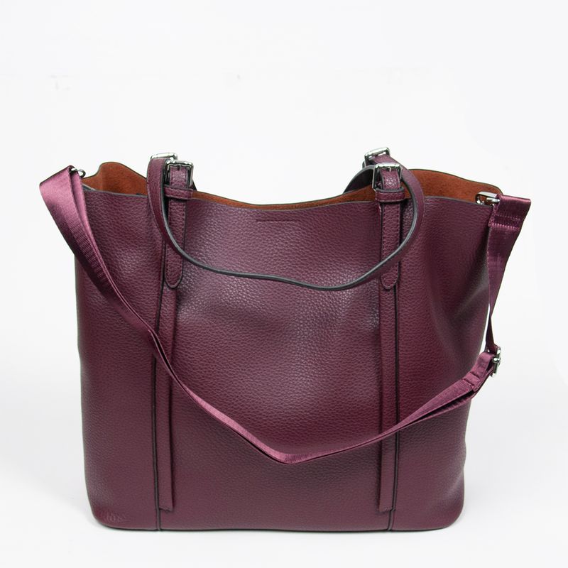 Hilde shopper väska burgundy - stor tote i veganskt läder