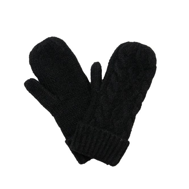 Hovedbilde Flettestrikket votter med ull - svart