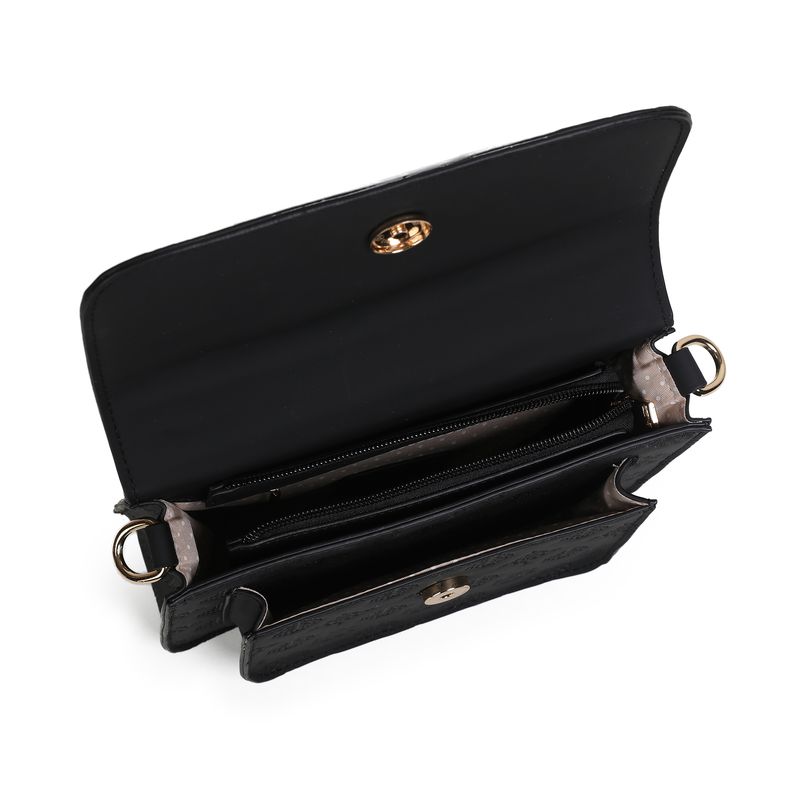 Hillevi clutch svart - elegant veske i imitert skinn med gullfargede detaljer