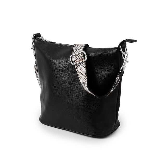 Hovedbilde BERTINE crossbag med mønstret rem - svart