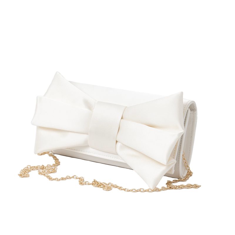 Festväska med stor rosett - offwhite