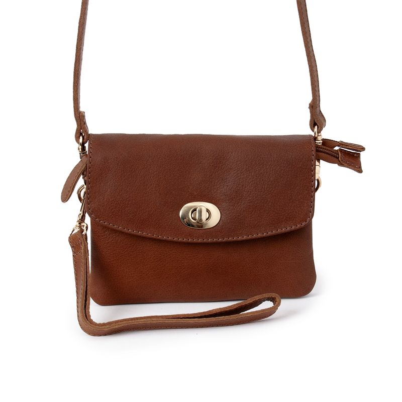 DANIELLA mini clutch i skinn - brun